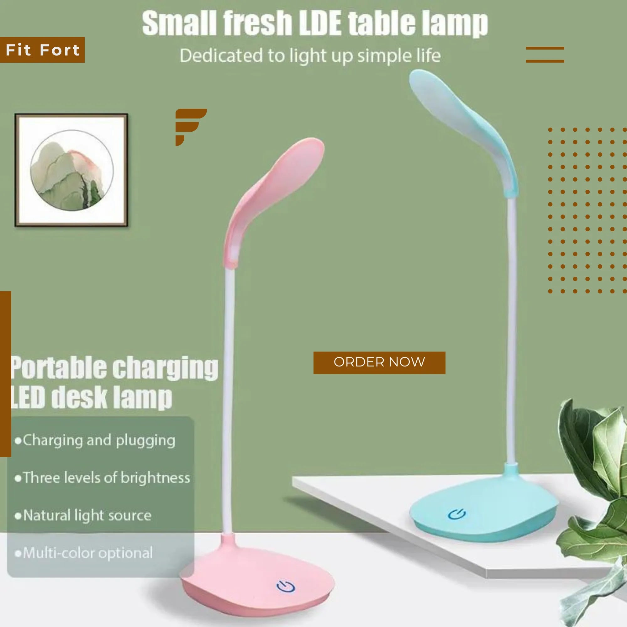 Portable 360° Adjustable LED Desk Lamp – USB Rechargeable Dimmable Study Light with Eye Protection & Foldable Design