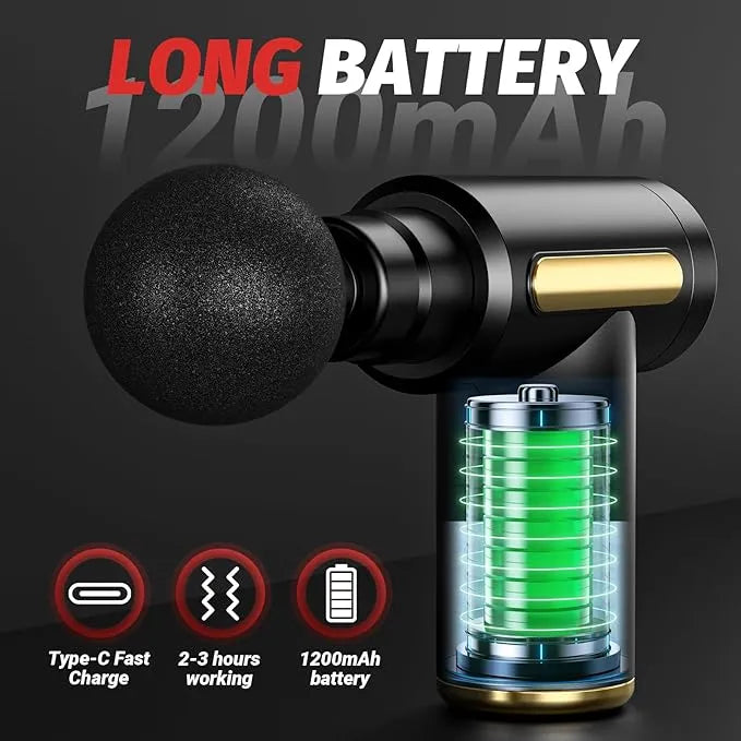Deep Tissue Massage Gun for Muscle Recovery – Rechargeable, Multi-Speed, Full Body Pain Relief Massager – Pakistan