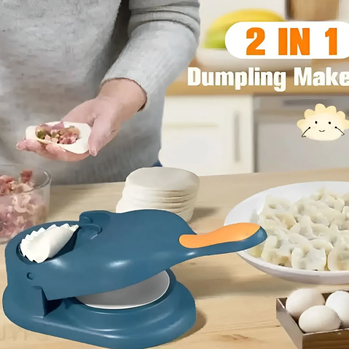 2-in-1 Dumpling & Samosa Maker – Manual Dumpling Press Mould with Puri Maker for Momos & Dumplings