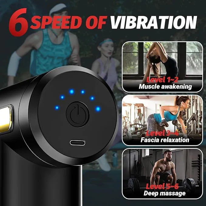 Deep Tissue Massage Gun for Muscle Recovery – Rechargeable, Multi-Speed, Full Body Pain Relief Massager – Pakistan