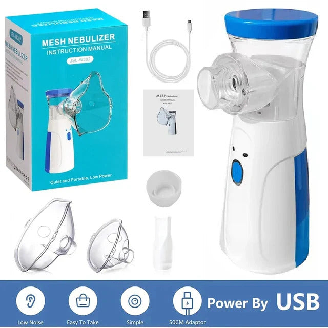 Silent Mesh Nebulizer – Handheld, Rechargeable & Travel-Friendly for Kids and Adults