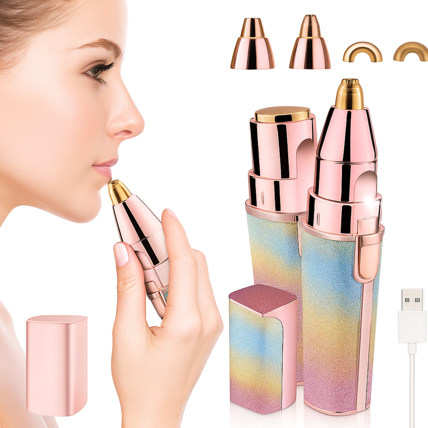 2 in 1 Eyebrow & Face Hair Remover – Painless Rechargeable Shaver